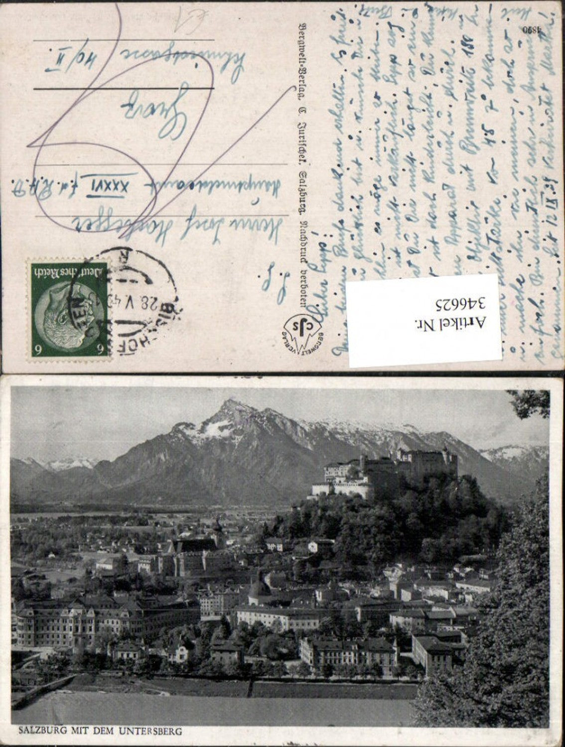 346625,Salzburg Teilansicht m. Festung geg. Untersberg Bergkulisse
