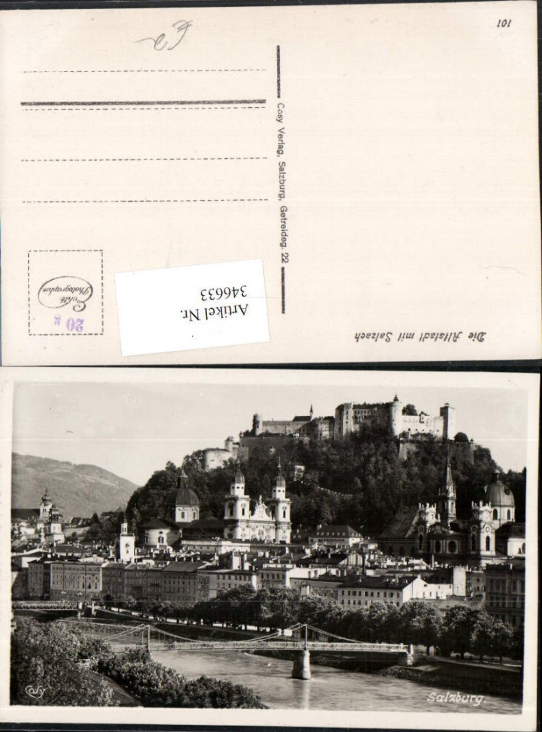 346633,Salzburg Teilansicht Brücke m. Festung pub Cosy