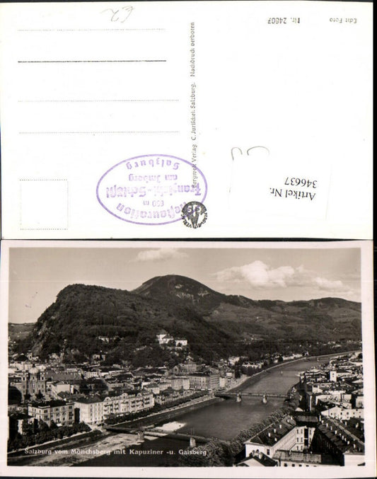 346637,Salzburg Teilansicht vom Mönchsberg m. Kapuziner- u. Gaisberg
