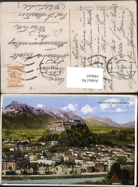 346642,Salzburg Teilansicht m. Festung geg. Untersberg Bergkulisse