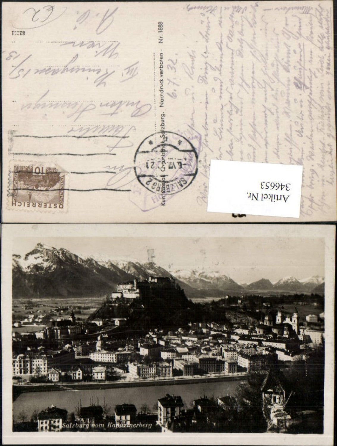 346653,Salzburg Totale m. Festung vom Kapuzinerberg Bergkulisse
