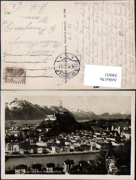 346653,Salzburg Totale m. Festung vom Kapuzinerberg Bergkulisse