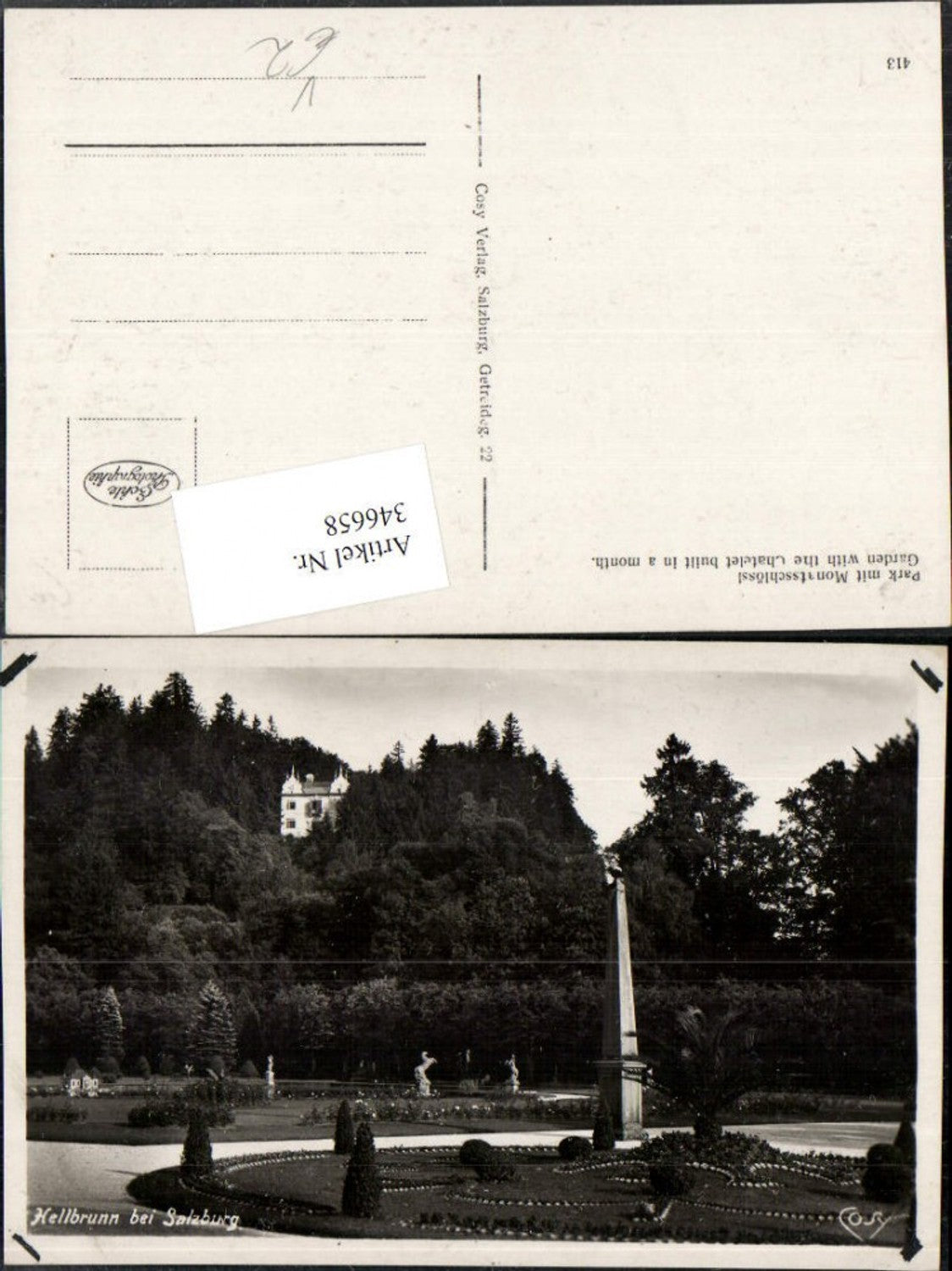 346658,Salzburg Hellbrunn Park m. Monatsschlössl Obelisk pub Cosy