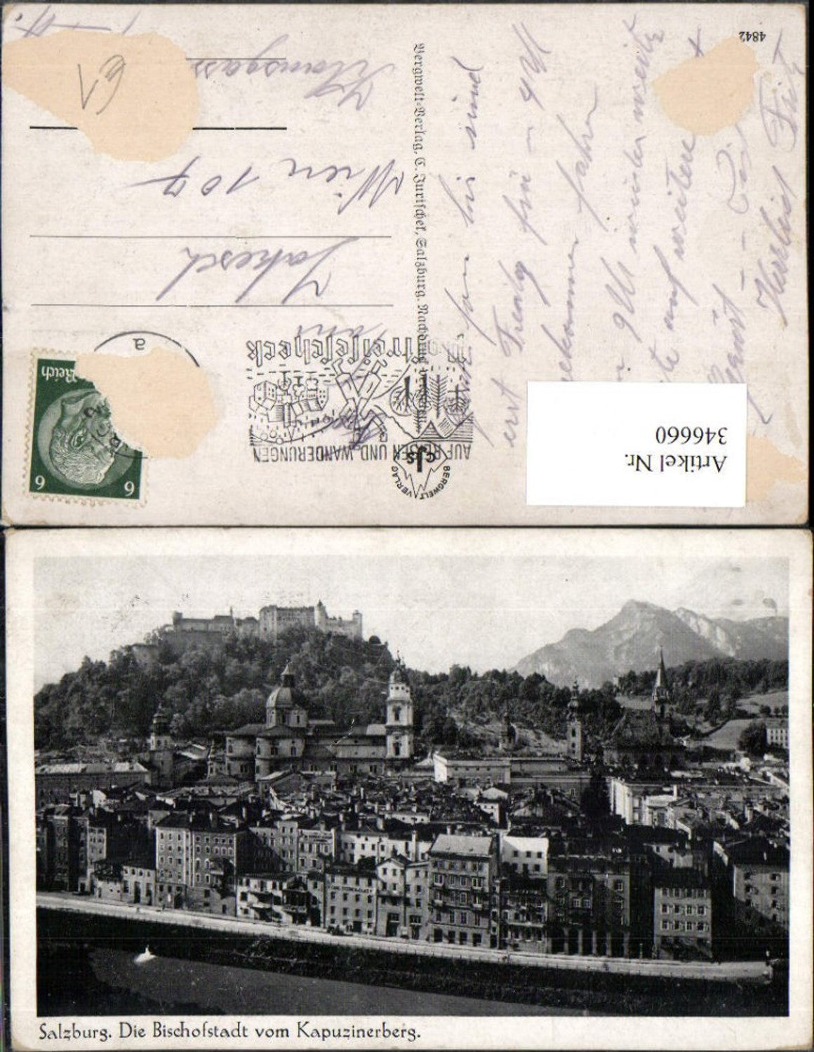 346660,Salzburg Teilansicht m. Festung vom Kapuzinerberg