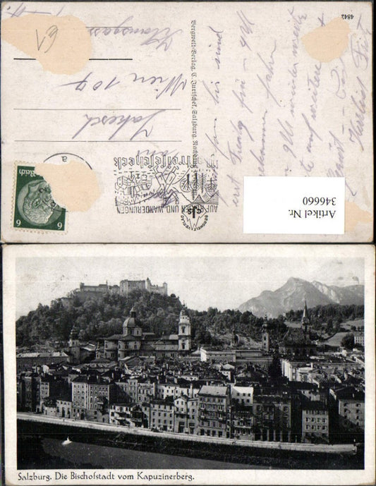 346660,Salzburg Teilansicht m. Festung vom Kapuzinerberg