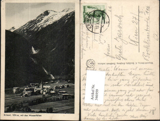 346959,Krimml Totale m. Wasserfällen Bergkulisse