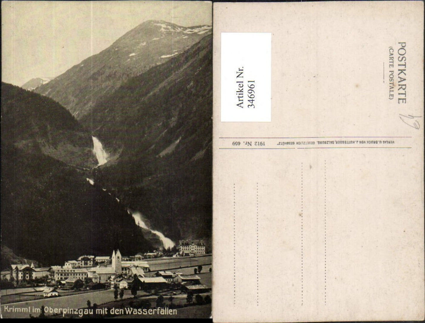 346961,Krimml Totale m. Wasserfällen Bergkulisse