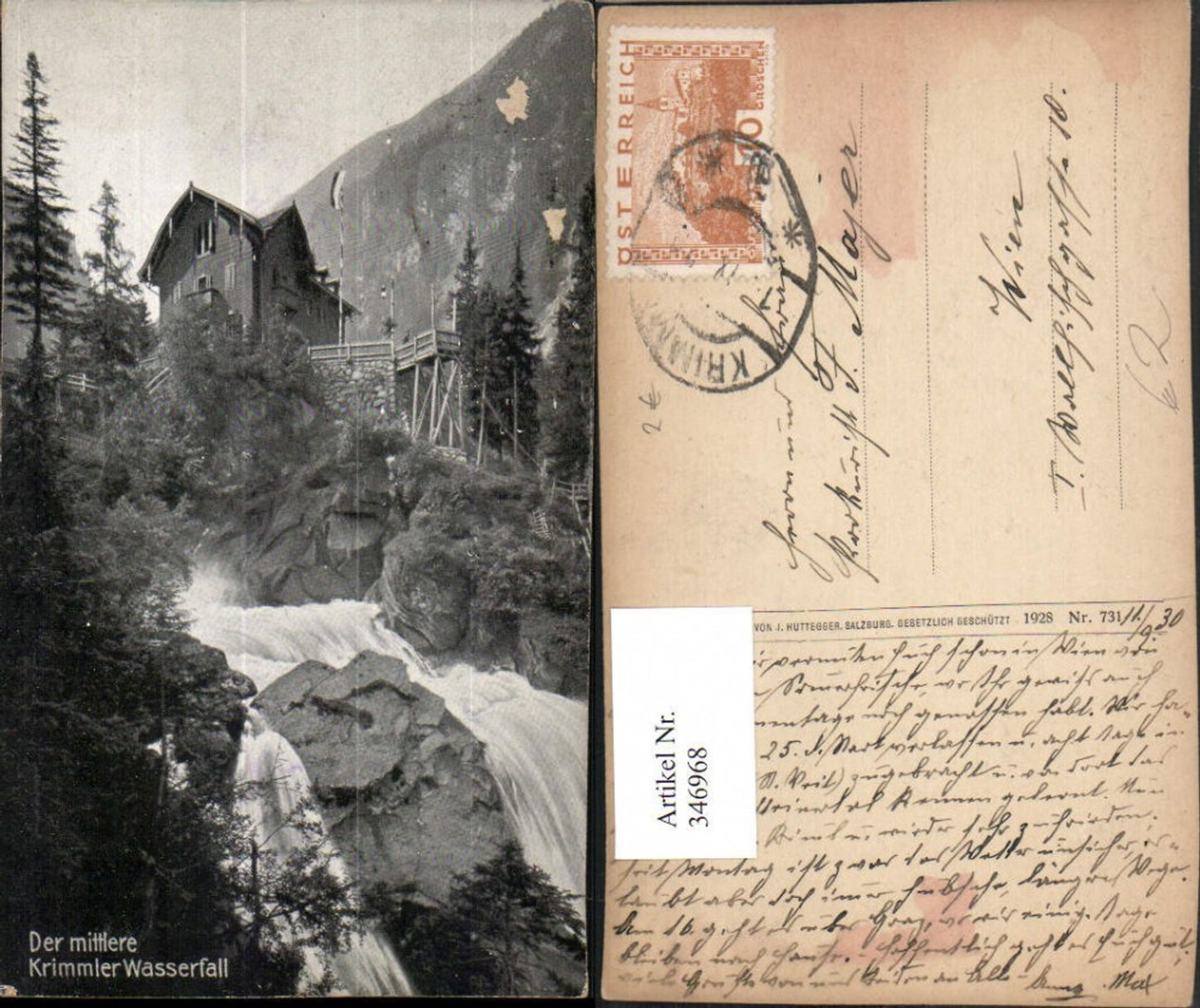 346968,Der mittlere Krimmler Wasserfall b. Krimml