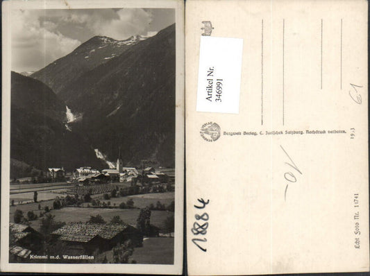 346991,Krimml Totale m. d. Wasserfällen Bergkulisse