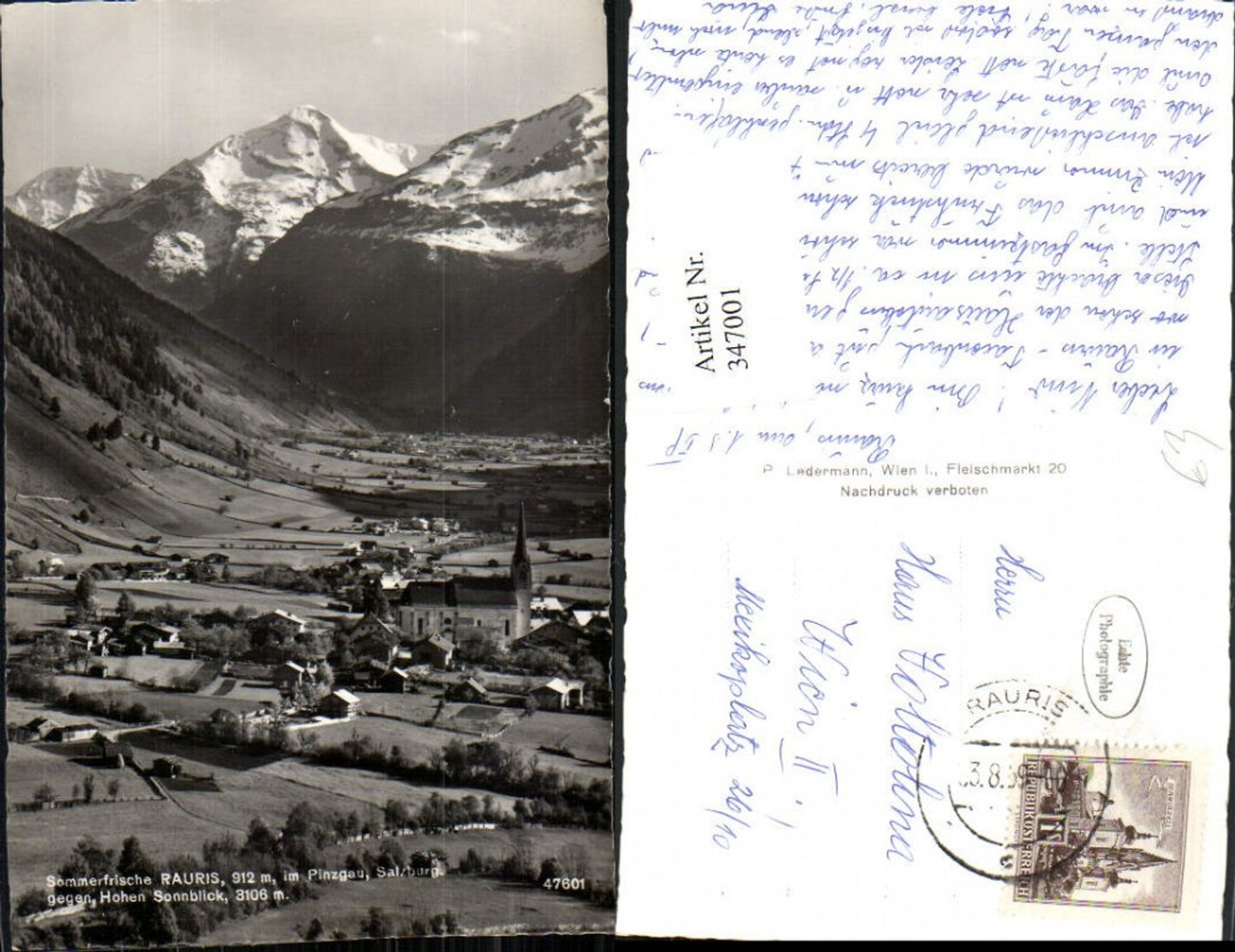 347001,Rauris im Pinzgau Totale geg. Hohen Sonnblick Bergkulisse