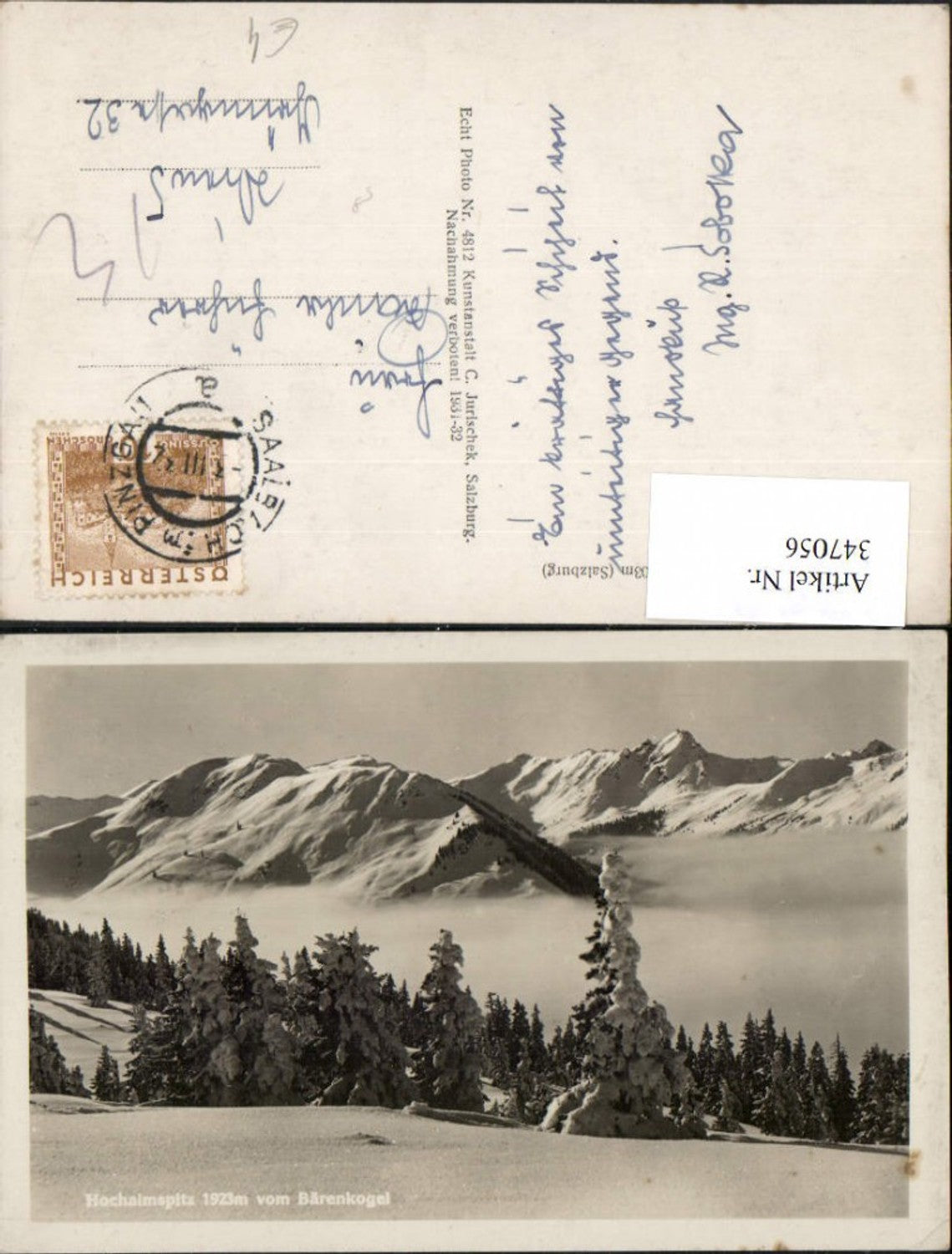 347056,Saalbach Hochalmspitz vom Bärenkogel Bergkulisse Winterbild