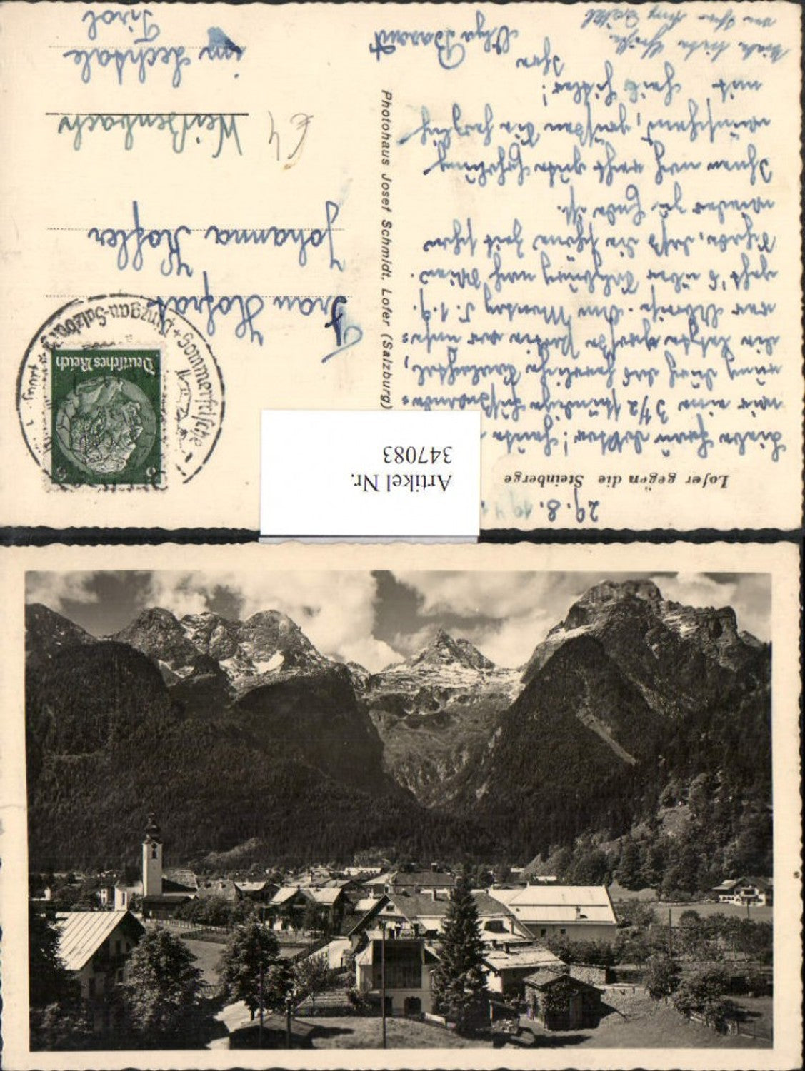 347083,Lofer Totale geg. Steinberge Bergkulisse