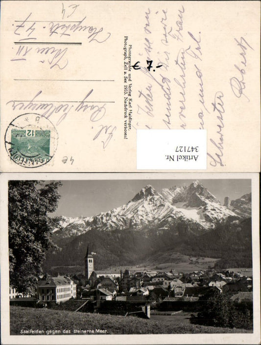 347127,Saalfelden Totale geg. Steinerne Meer Bergkulisse