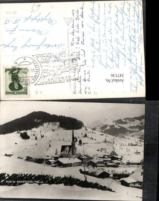 347136,Alm b. Saalfelden Totale Bergkulisse Winterbild