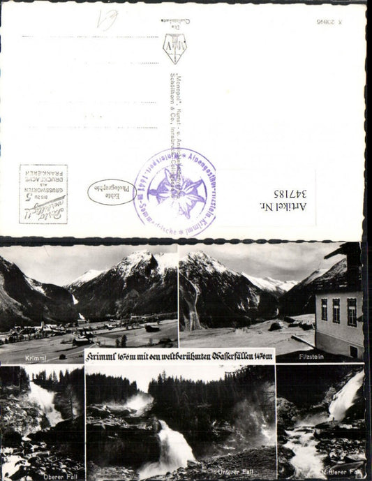 347185,Krimml Totale m. Wasserfällen Filzstein Mehrbildkarte