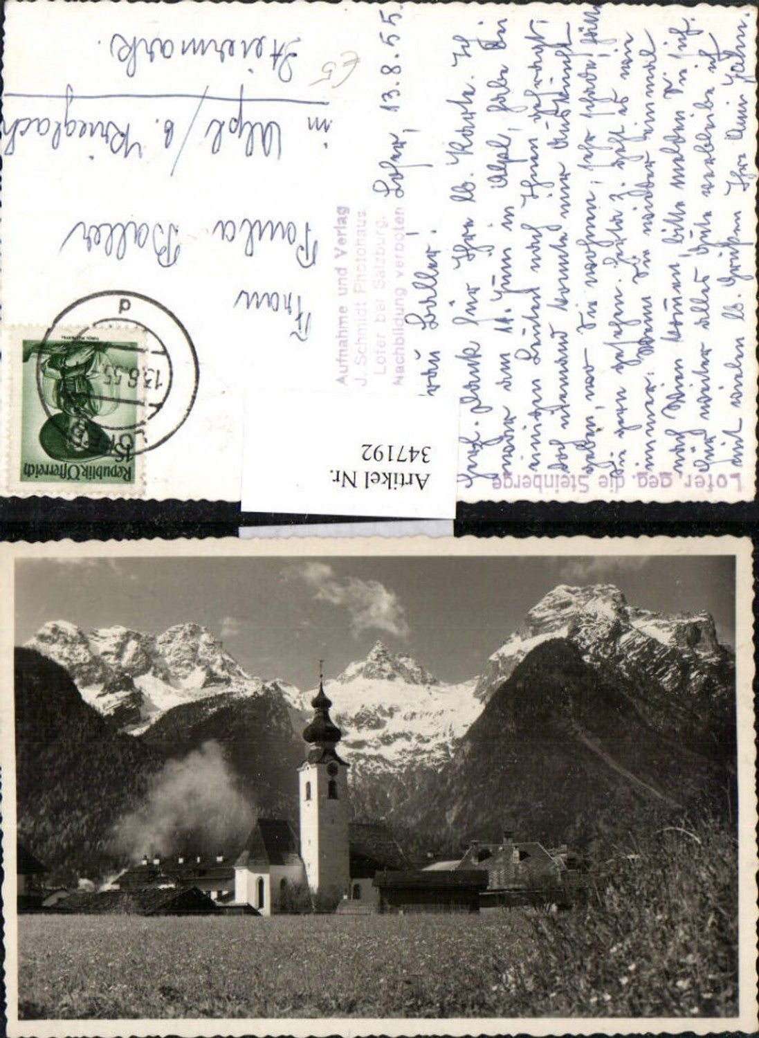 347192,Lofer Teilansicht Kirche geg. Steinberge Bergkulisse