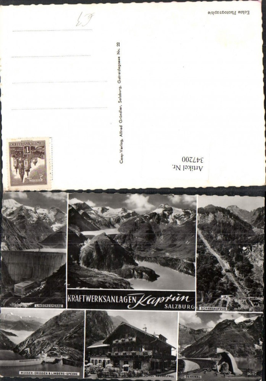 347200,Kaprun Kraftwerksanlagen Limbergsperre Schrägaufzug Denkmal Mehrbildkarte