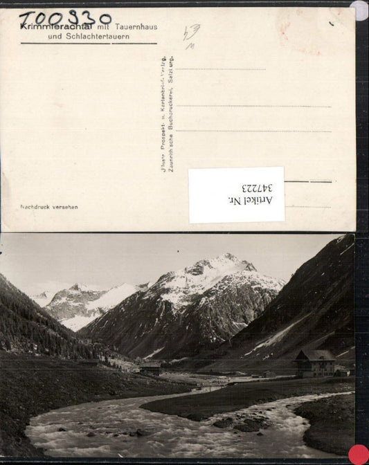 347223,Krimmlerachtal b. Krimml m. Tauernhaus u. Schlachtertauern Bergkulisse