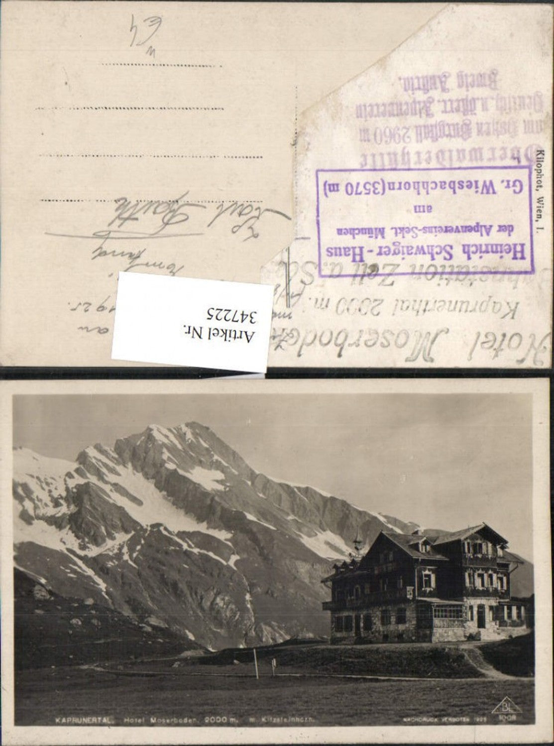 347225,Kaprunertal Hotel Mooserboden b. Kaprun m. Kitzsteinhorn Bergkulisse