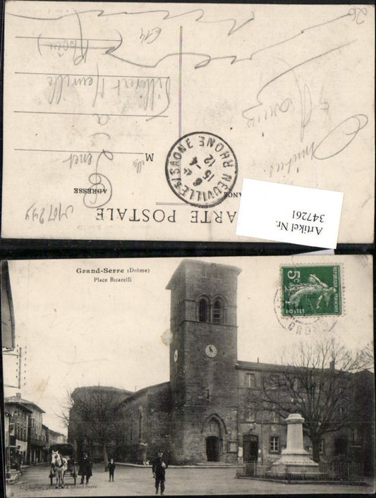 347261,Rhone-Alpes Drome Grand-Serre Place Bizarelli Straßenansicht Turm Denkmal