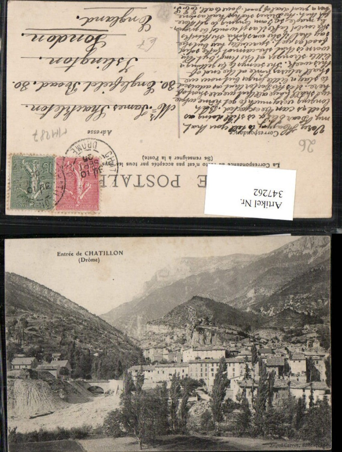 347262,Rhone-Alpes Drome Entree de Chatillon Teilansicht Bergkulisse