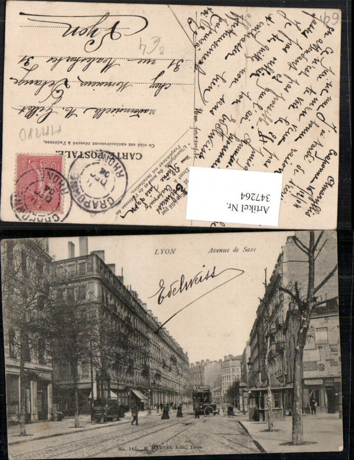 347264,Rhone-Alpes Rhone Lyon Avenue de Saxe Straßenansicht Straßenbahn