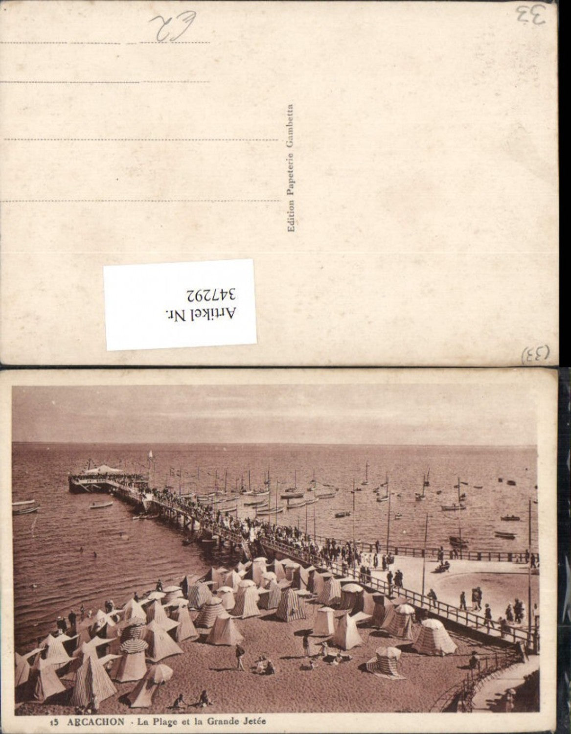 347292,Aquitanien Gironde Arcachon La Plage et la Grande Jetee Strand Seebrücke