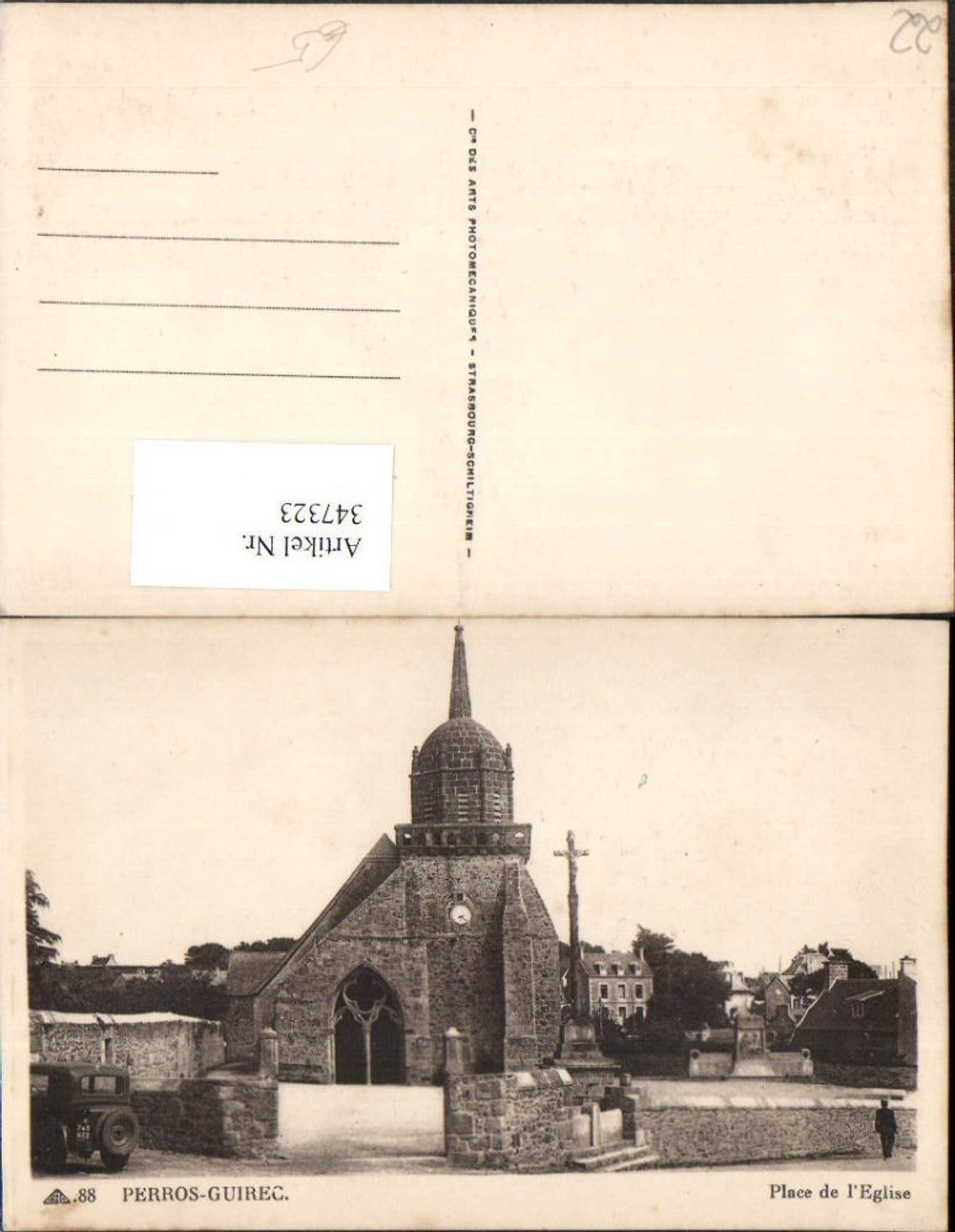 347323,Bretagne Cote-Amor Perros-Guirec Place de l'Eglise Kirche