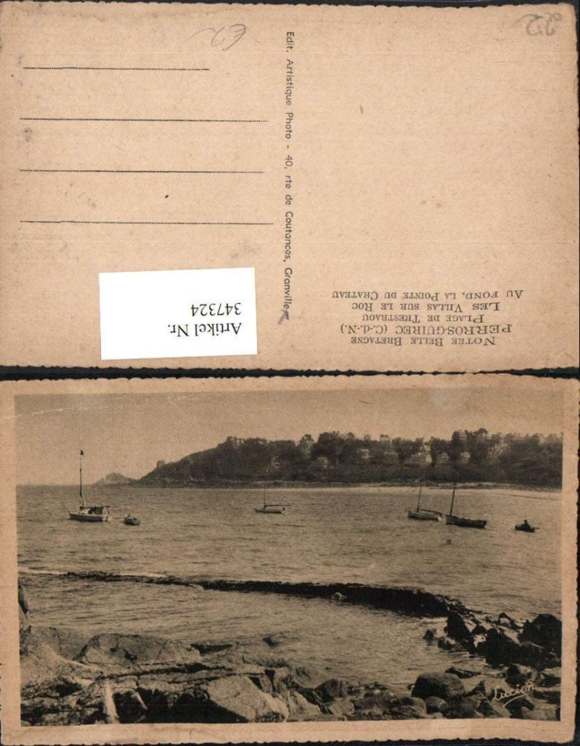 347324,Bretagne Cote-Amor Perros-Guirec Plage de Trestraou les Villas sur le Roc Küste