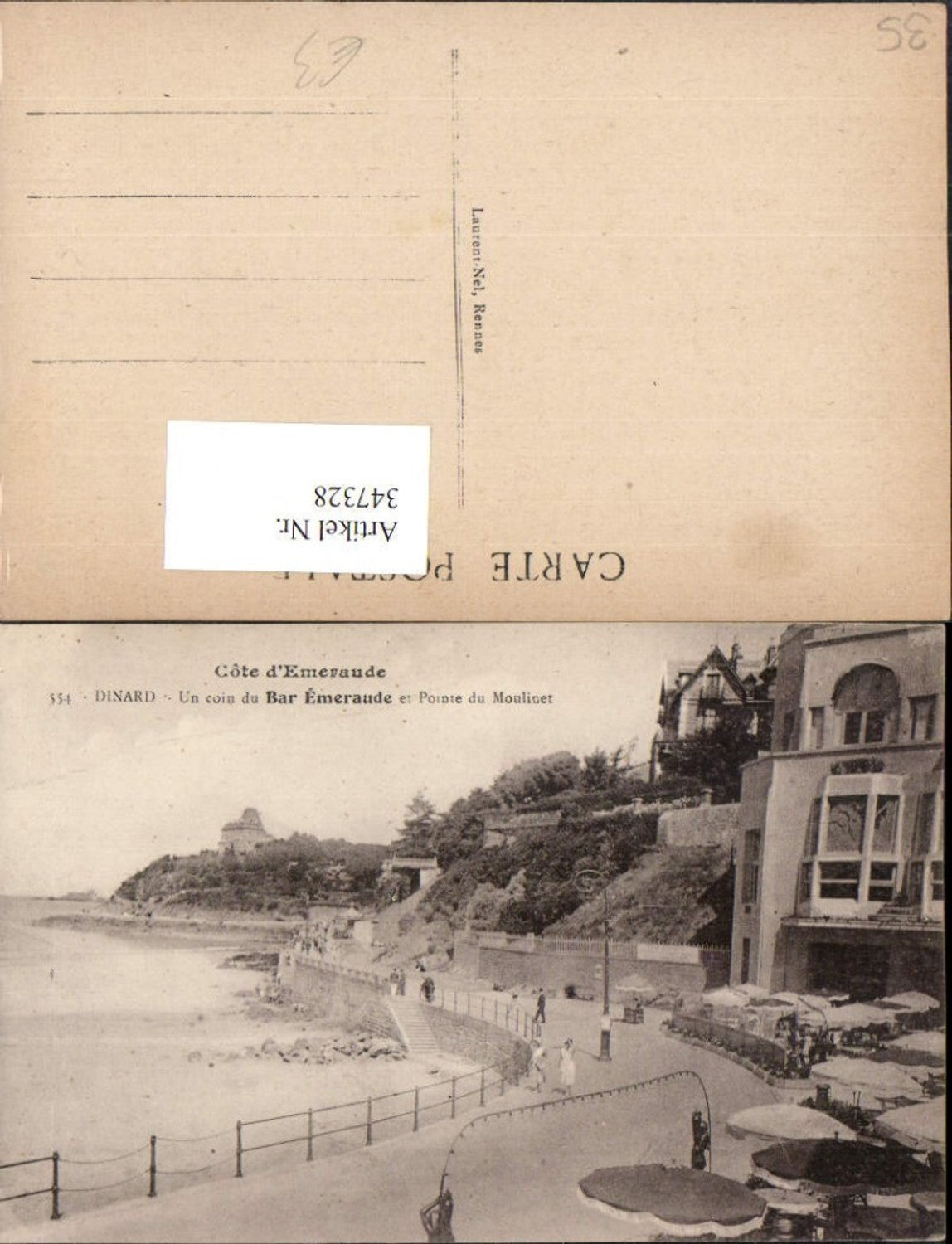 347328,Bretagne Ille-et-Vilaine Dinard Un coin du Bar Emeraude et Pointe du Moulinet Strand