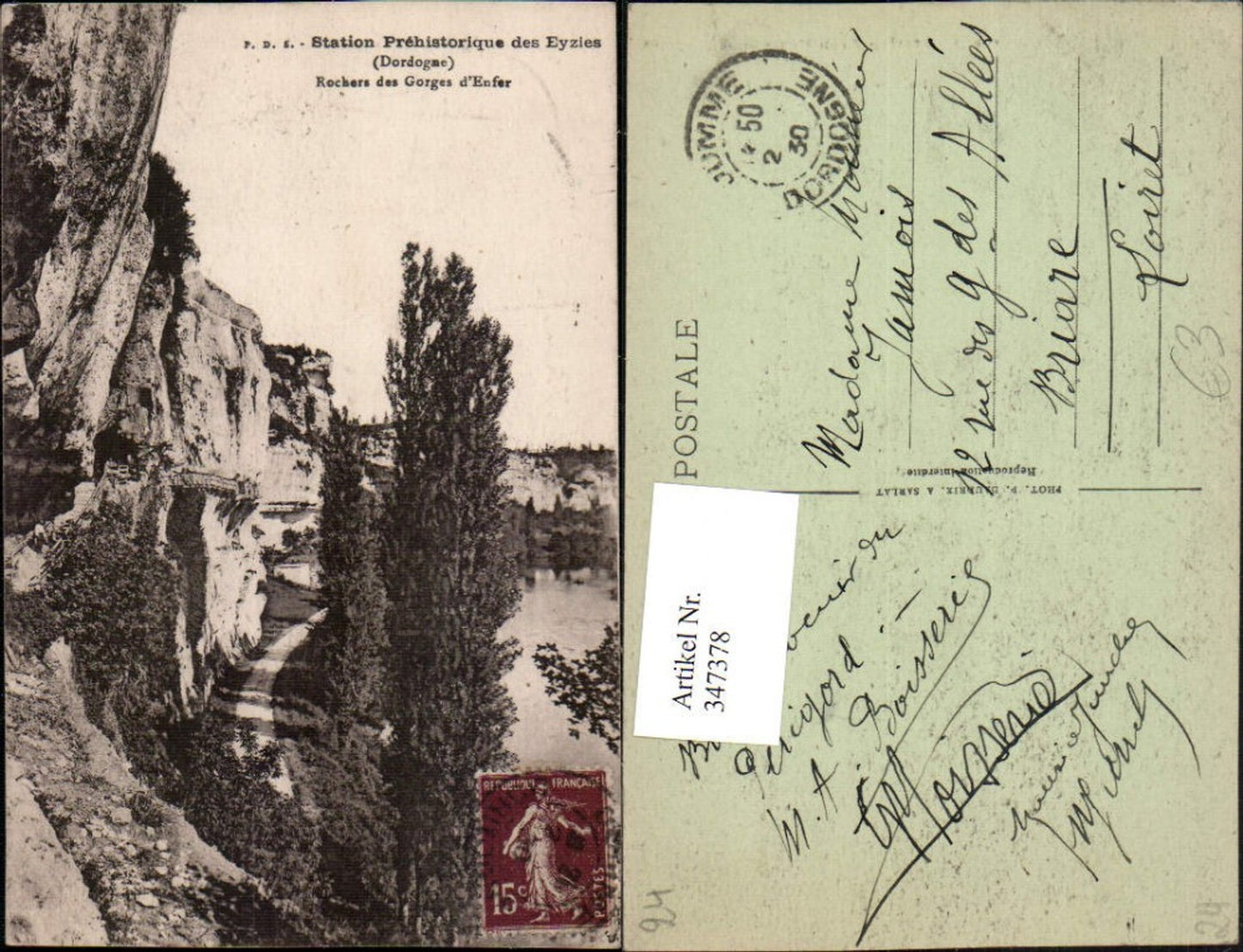 347378,Aquitanien Dordogne Station Prehistorique des Eyzies Rochers des Gorges d'Enfer