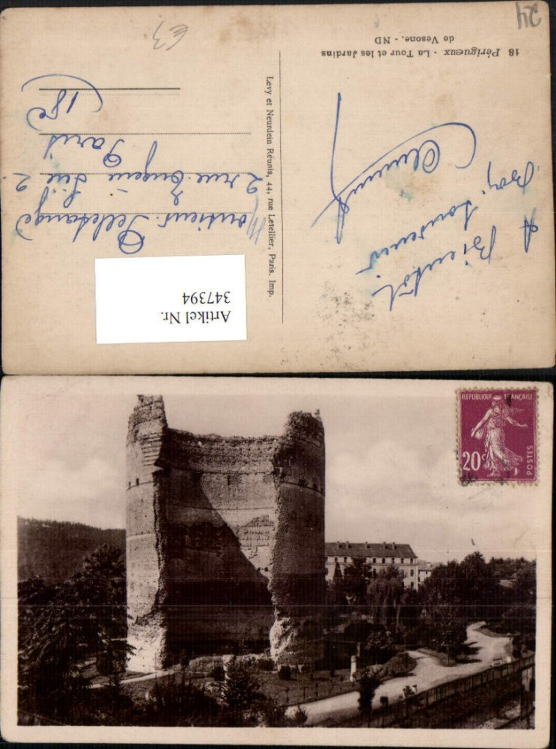 347394,Aquitanien Dordogne Perigueux La Tour et les Jardins de Vesone Turm