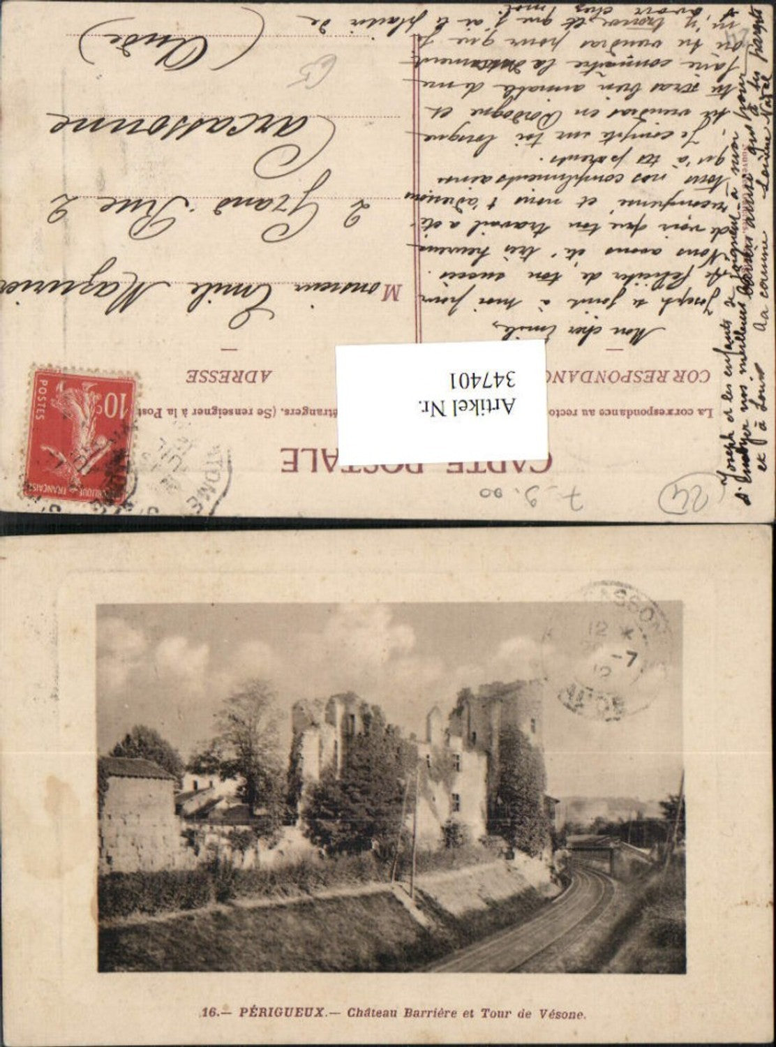347401,Aquitanien Dordogne Perigueux Chateau Barriere et Tour de Vesone Schlossruine