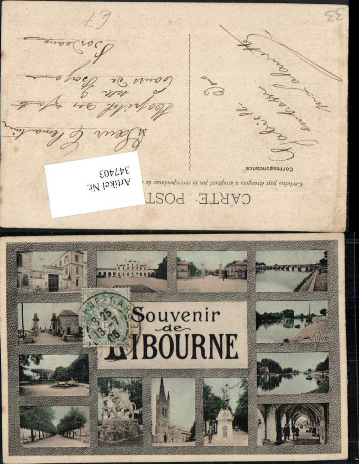 347403,Aquitanien Gironde Libourne Brücke Denkmal Kirche Allee Mehrbildkarte