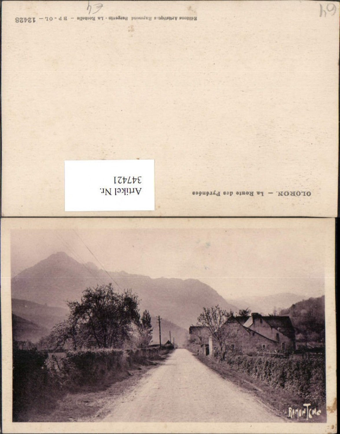 347421,Aquitanien Pyrenees-Atlantiques Oloron La Route des Pyrenees Straße Bergkulisse