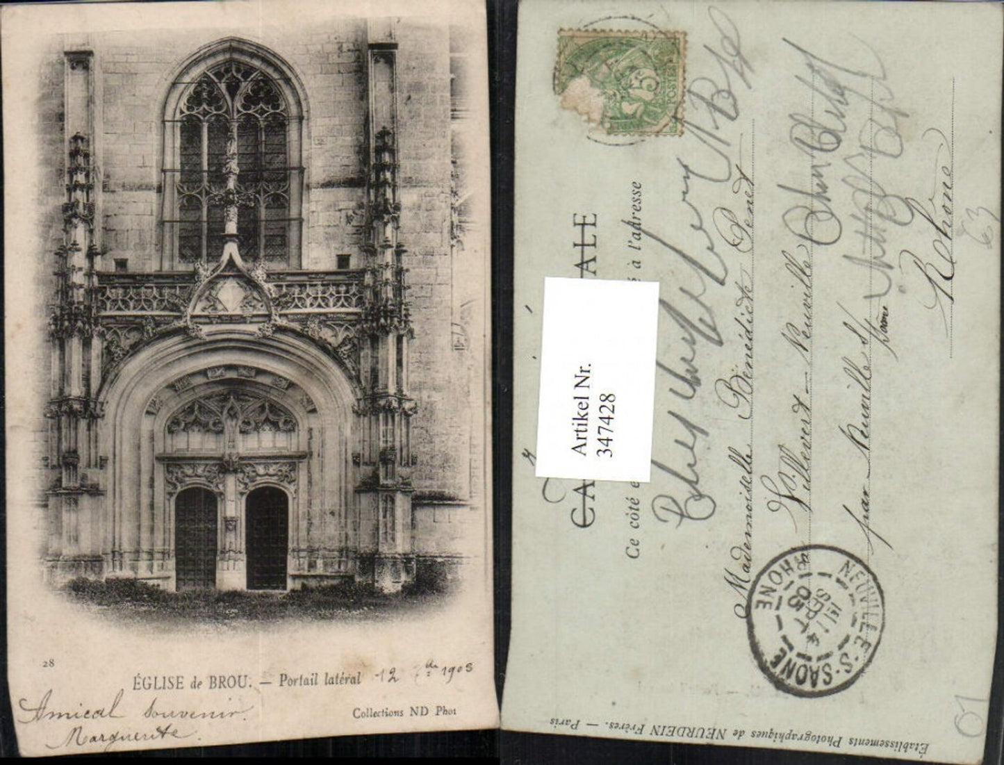 347428,Rhone-Alpes Ain Eglise de Brou Portail lateral Kirchenportal