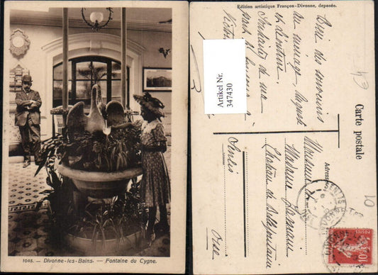 347430,Rhone-Alpes Ain Divonne-les-Bains Fontaine du Cygne Brunnen