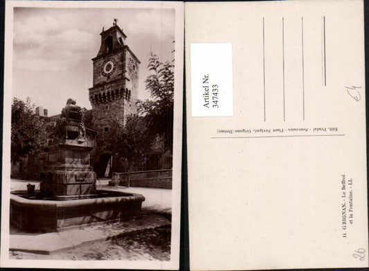 347433,Rhone-Alpes Drome Grignan Le Beffroi et la Fontaine Brunnen Turm
