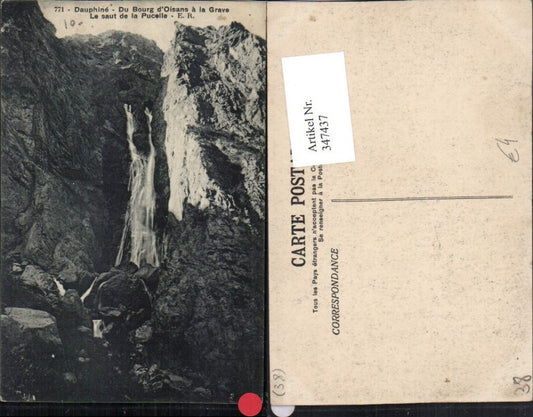 347437,Rhone-Alpes Isere Dauphine Du Bourg d'Oisans a la Grave Le saut de la Pucelle Wasserfall