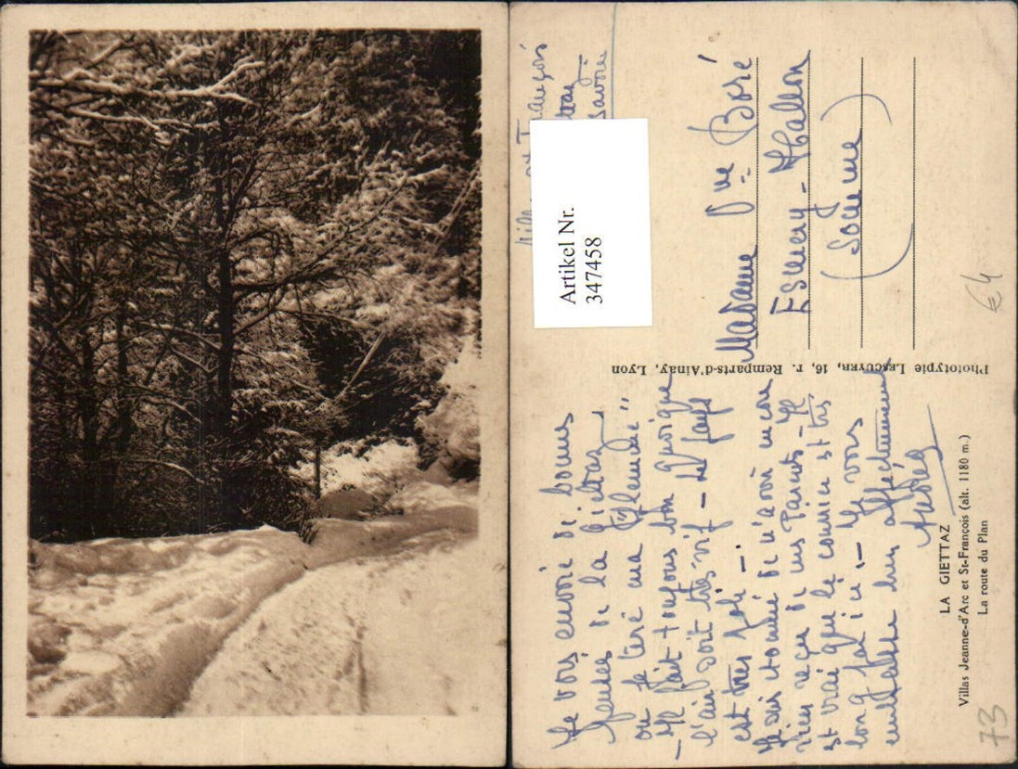 347458,Rhone-Alpes Savoie La Giettaz Villas Jeanne-d'Arc et St-Francois La route du Plan