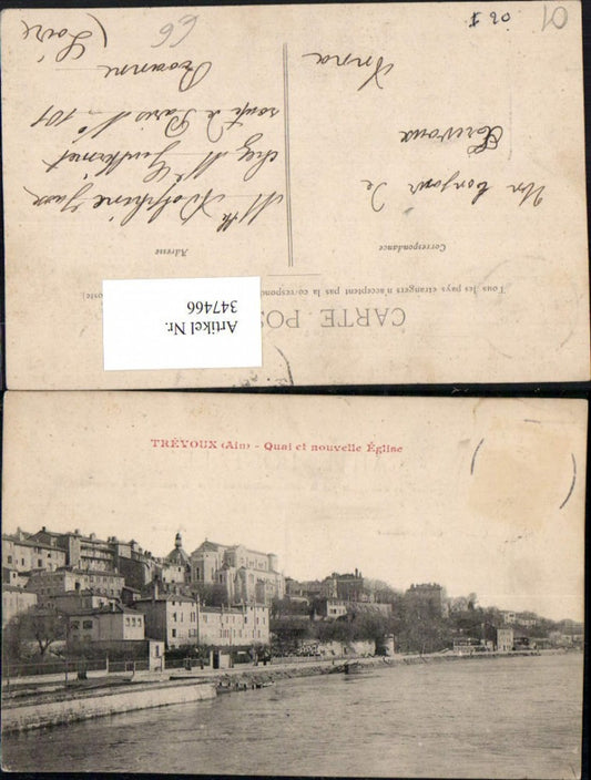 347466,Rhone-Alpes Ain Trevoux Quai et nouvelle Eglise Teilansicht
