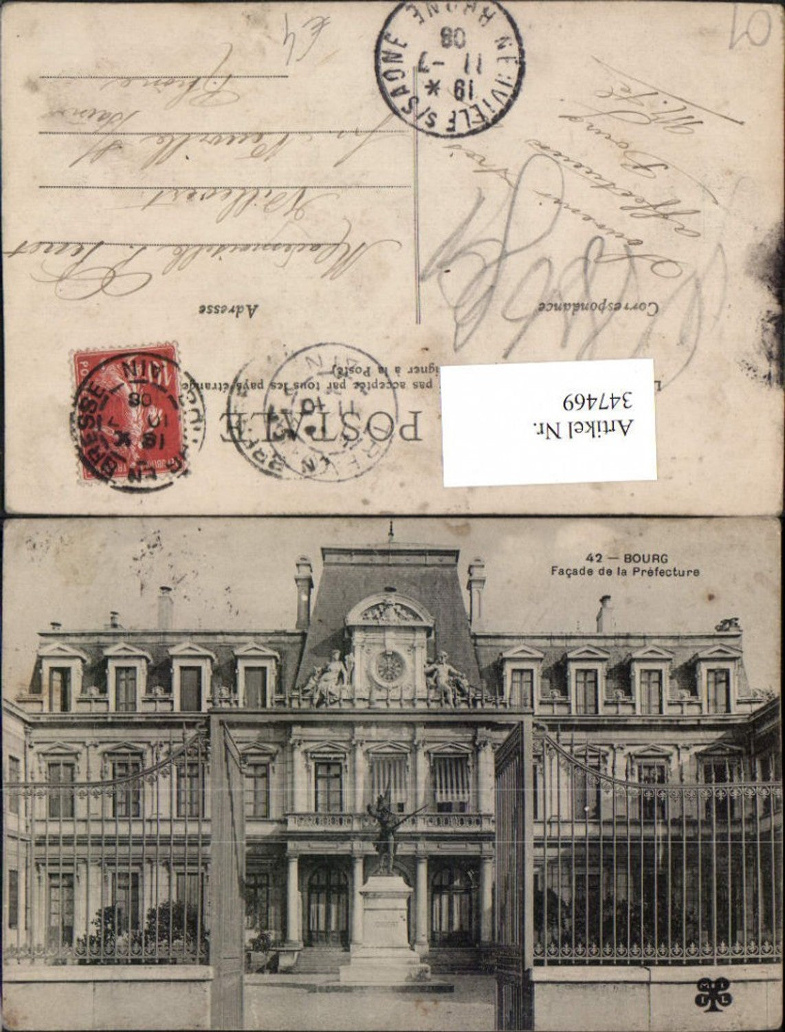 347469,Rhone-Alpes Ain Bourg Prefecture Gebäude Denkmal