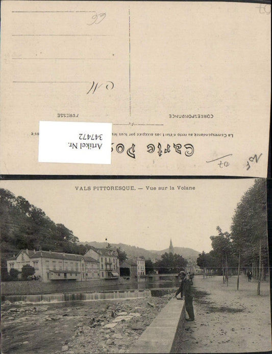 347472,Rhone-Alpes Ardeche Vals Vue sur la Volane Uferpromenade Wehr
