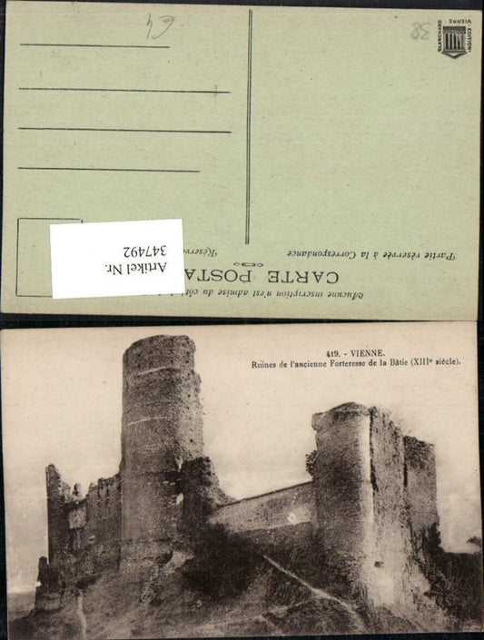 347492,Rhone-Alpes Isere Vienne Ruines de l'ancienne Forteresse de la Batie Ruine