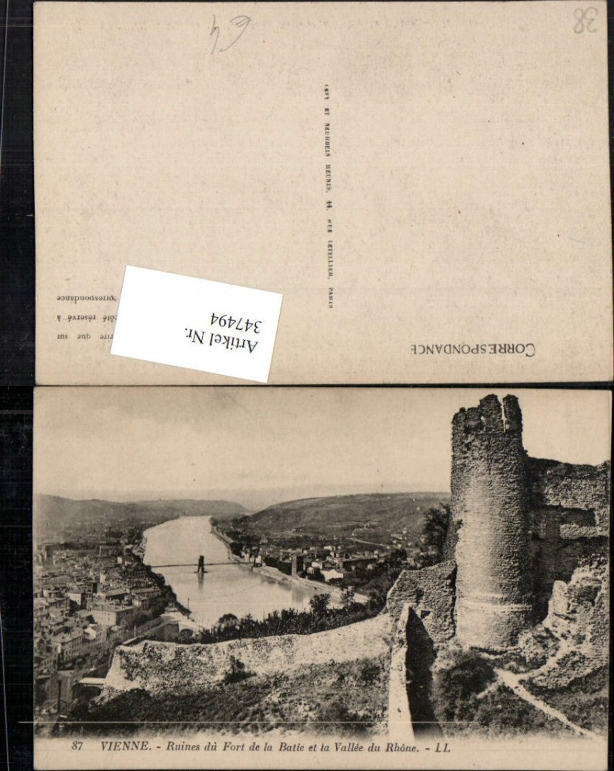 347494,Rhone-Alpes Isere Vienne Ruines du Fort de la Batie et la Vallee du Rhone Ruine