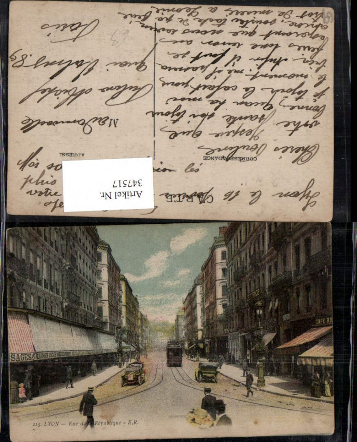 347517,Rhone-Alpes Rhone Lyon Rue de la Republique Straßenansicht Straßenbahn