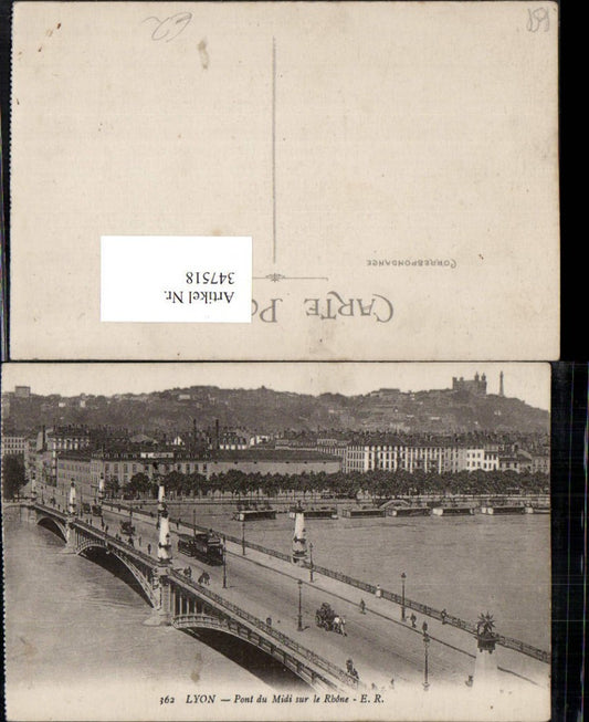 347518,Rhone-Alpes Rhone Lyon Pont du Midi sur le Rhone Teilansicht Brücke