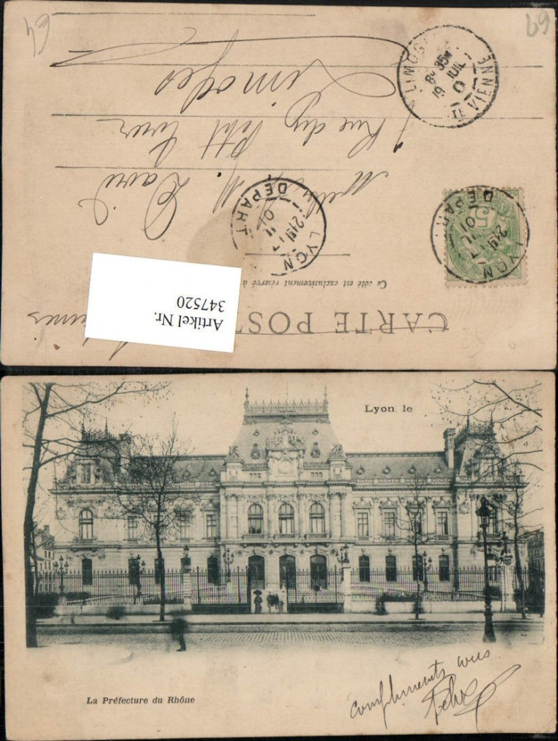 347520,Rhone-Alpes Rhone Lyon La Prefecture du Rhone Gebäude