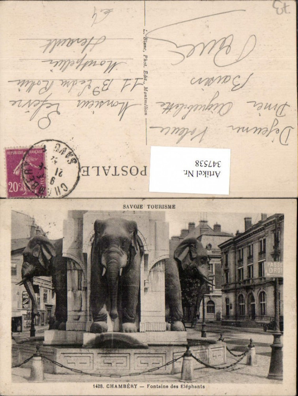 347538,Rhone-Alpes Savoie Chambery Fontaine des Elephants Elefanten-Brunnen