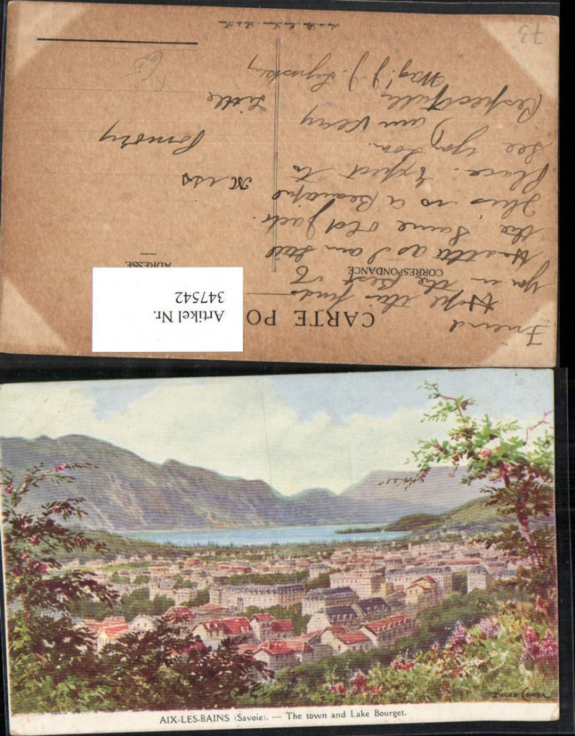 347542,Künstler AK Pierre Comba Rhone-Alpes Savoie Aix-les-Bains Totale m. See